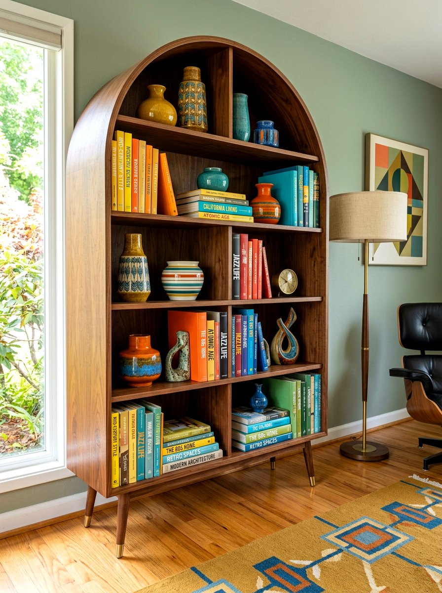 Mid Century Arched Bookshelf - 30 arched bookshelf ideas