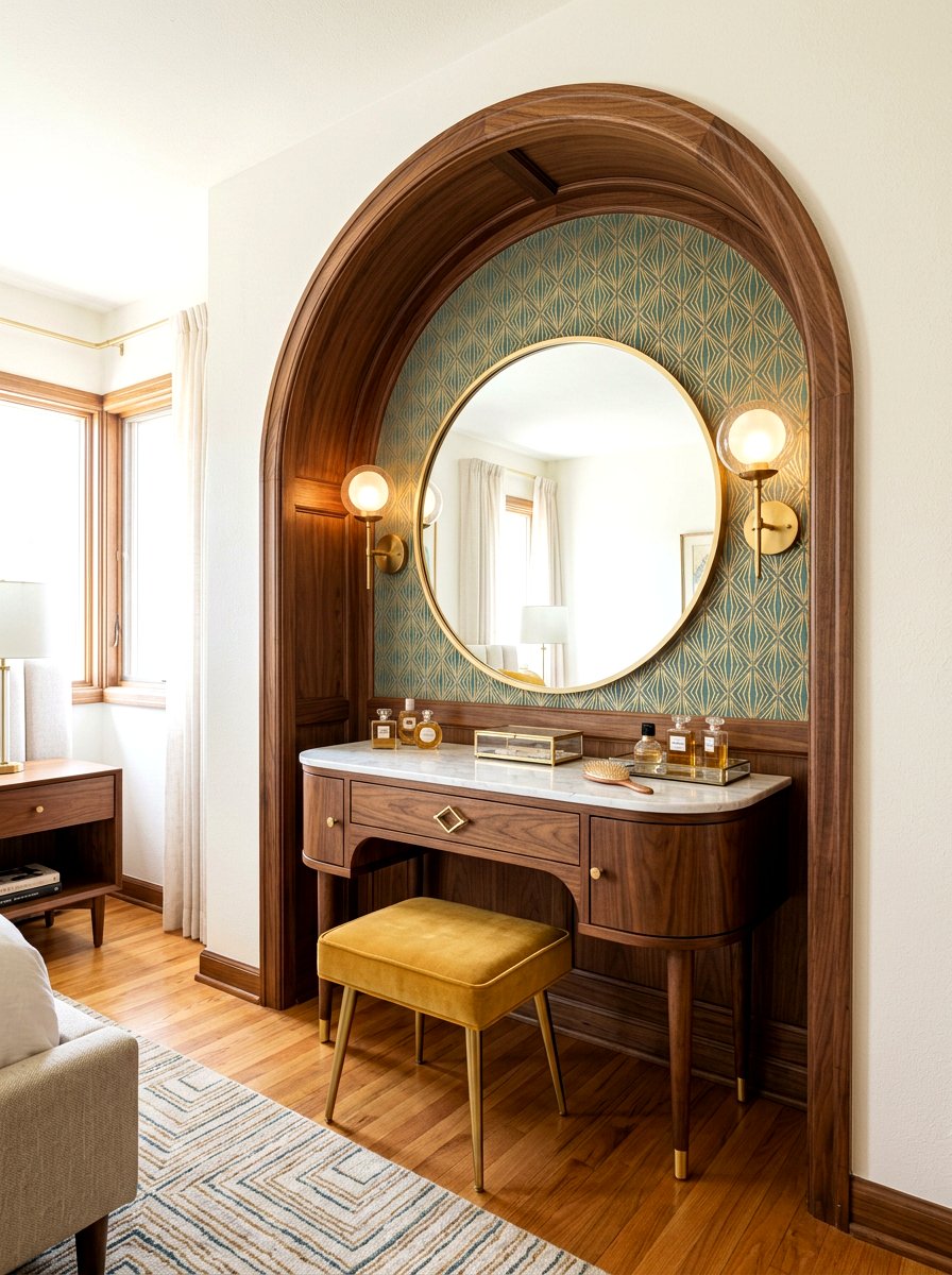 Mid Century Arched Vanity - 30 arched vanity niche ideas