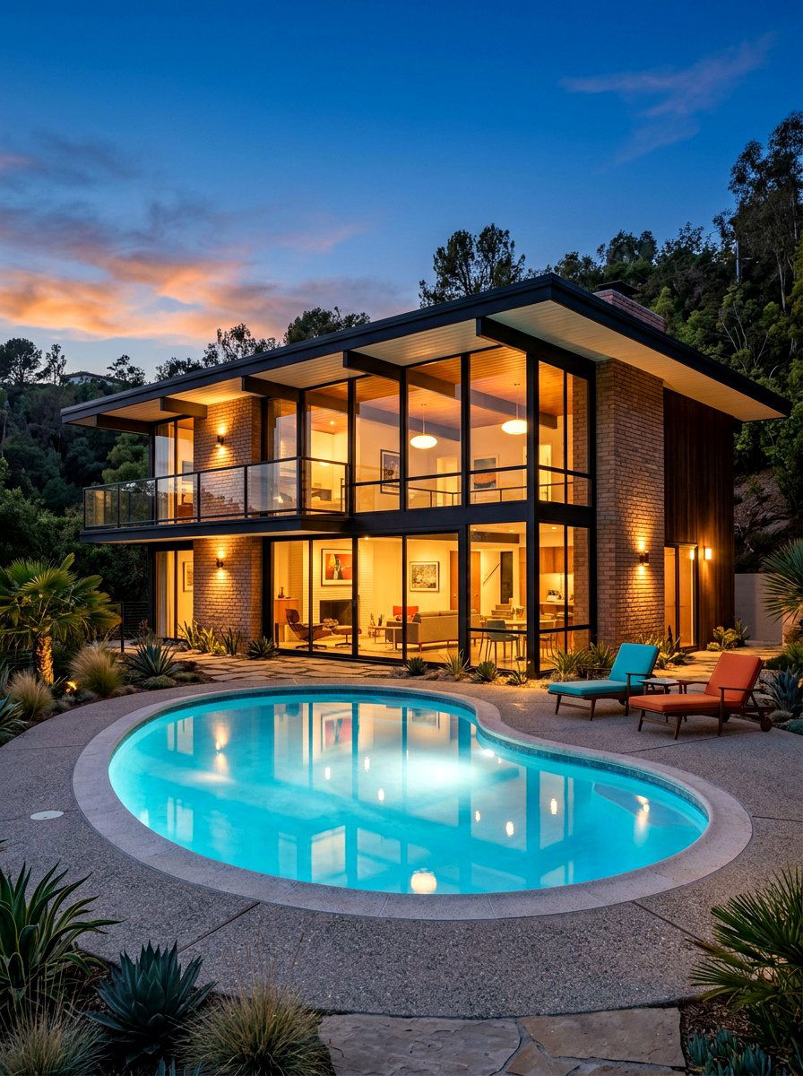 Mid Century Black Trim - 30 black trim exterior ideas
