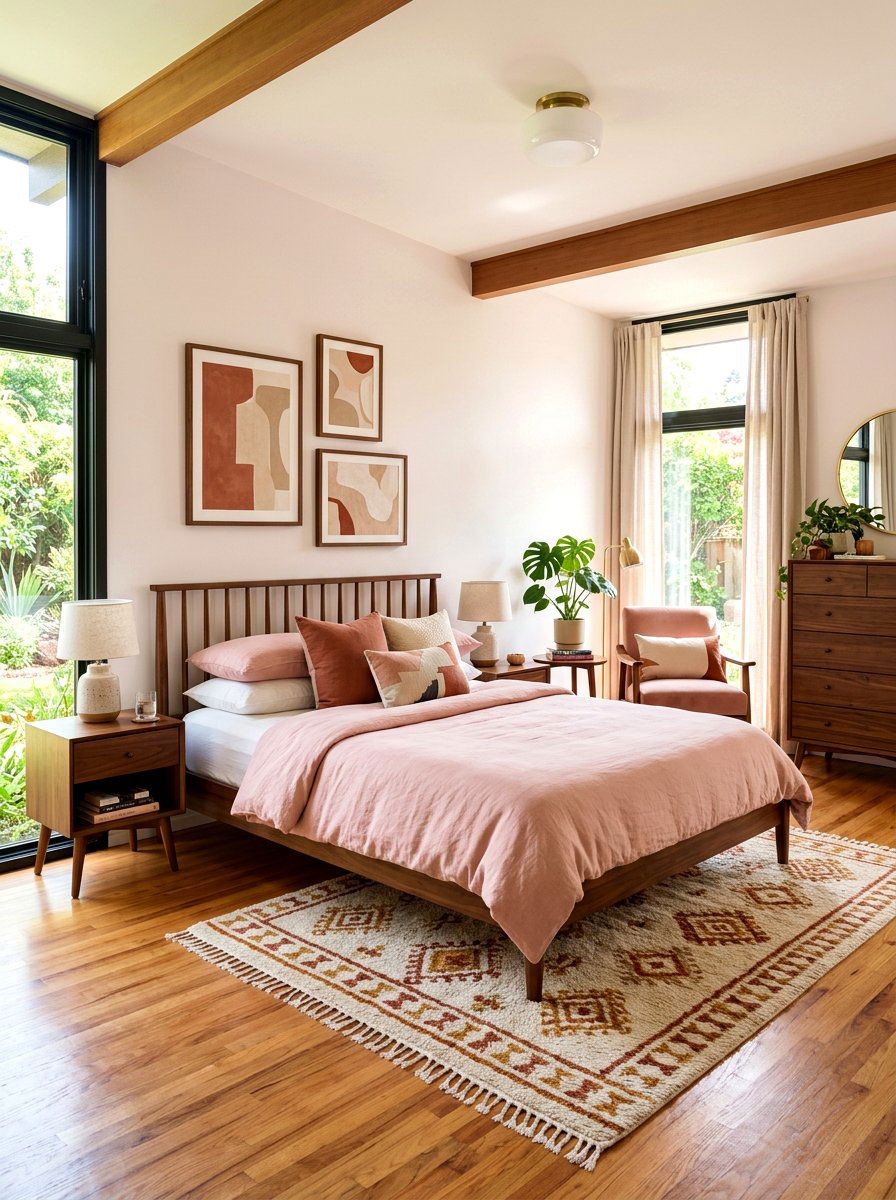 Mid Century Blush Bedroom - 30 clay and blush bedroom ideas