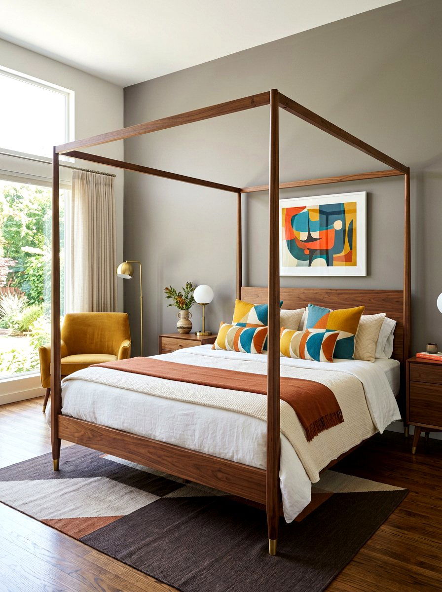 Mid Century Canopy Bed - 30 romantic canopy bedroom ideas