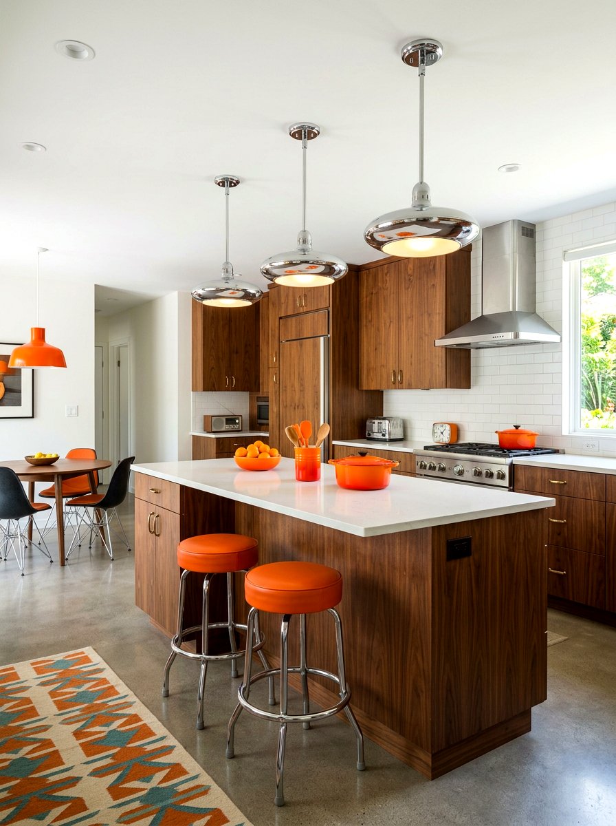 Mid Century Chrome Pendant - 30 chrome kitchen pendant ideas