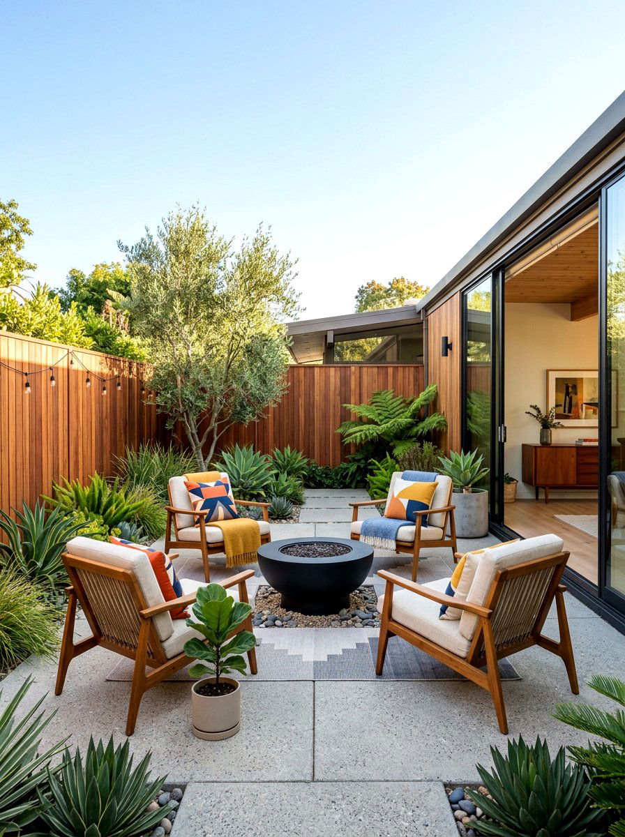 Mid Century Courtyard - 30 courtyard conversation area ideas