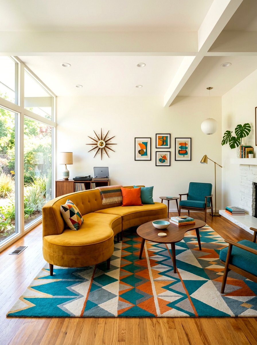 Mid Century Curved Sofa - 30 curved sofa living room ideas