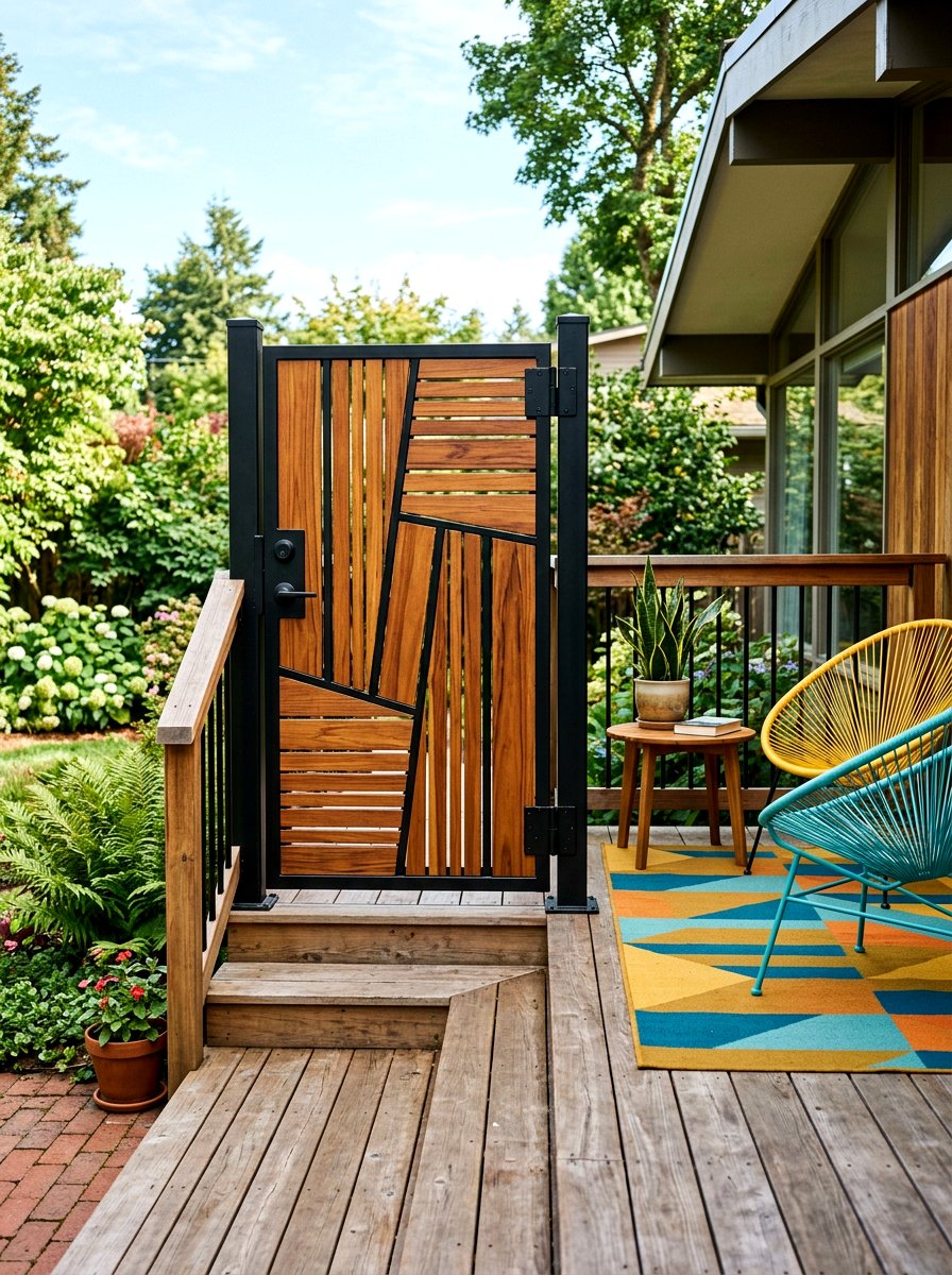 Mid Century Deck Gate - 30 deck gate ideas