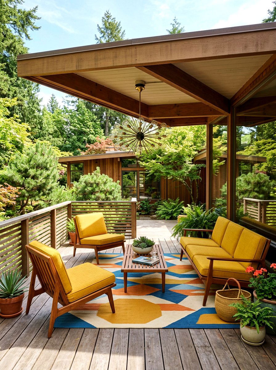 Mid Century Deck - 30 covered deck dining ideas