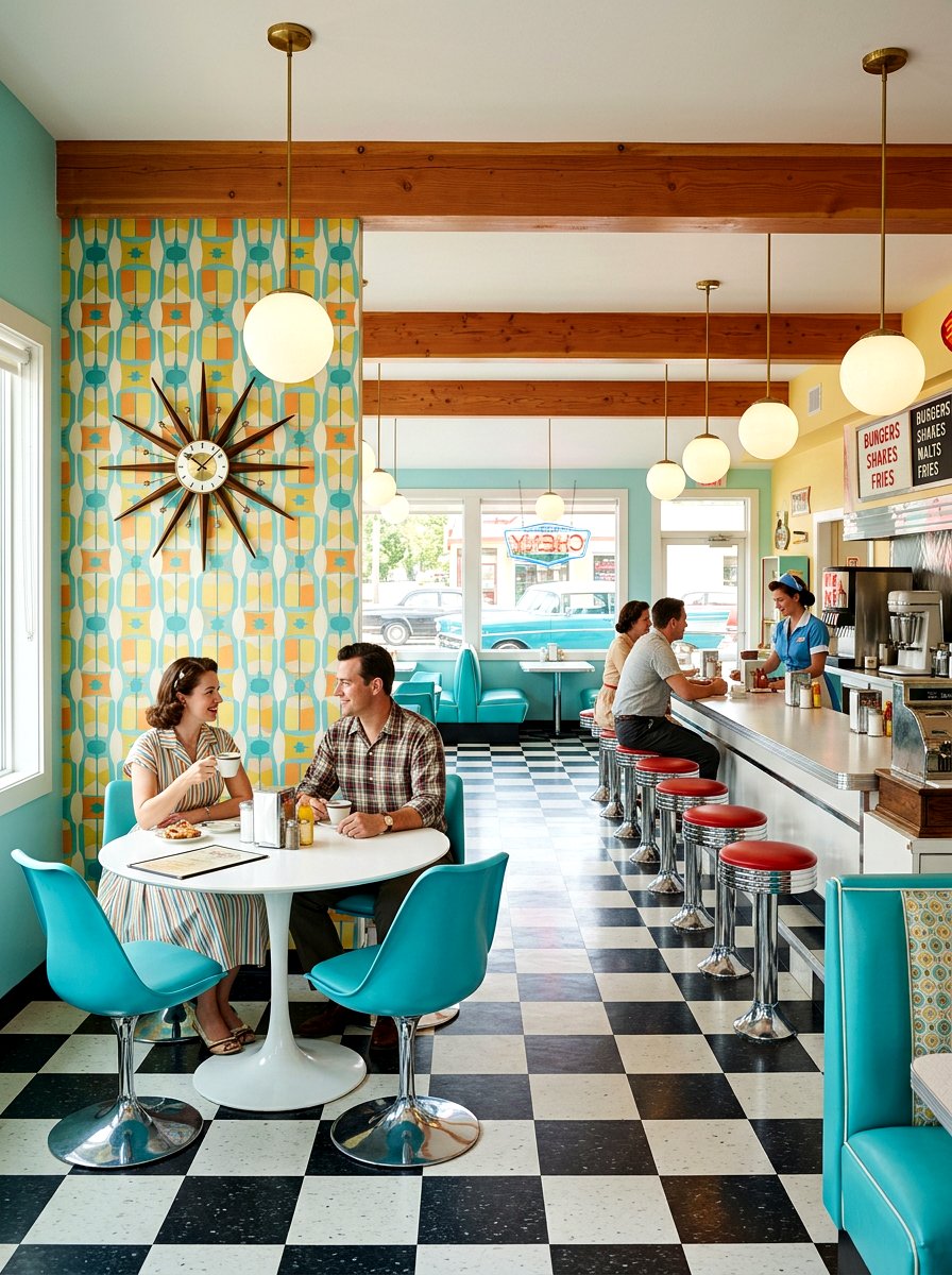 Mid Century Diner - 30 at home cafe dining ideas