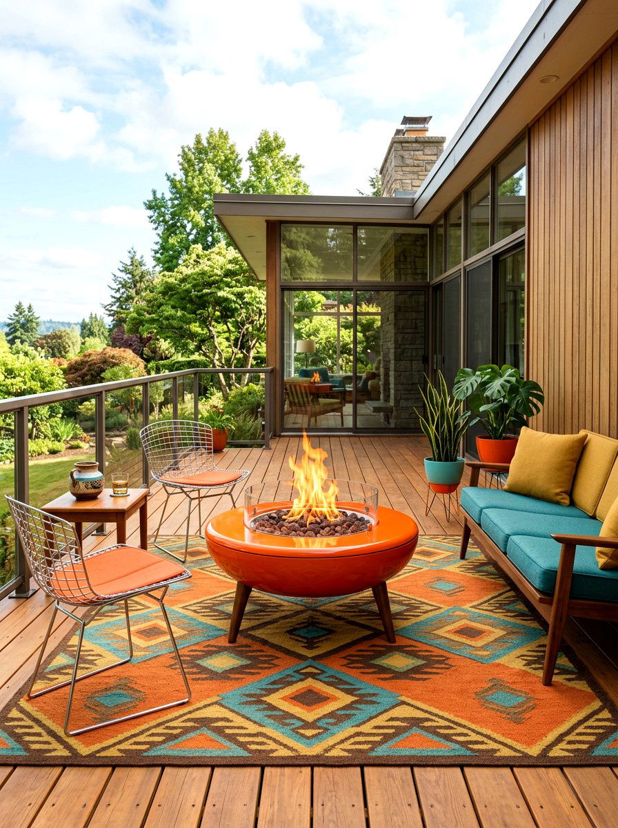 Mid Century Fire Table Deck - 30 fire table patio ideas