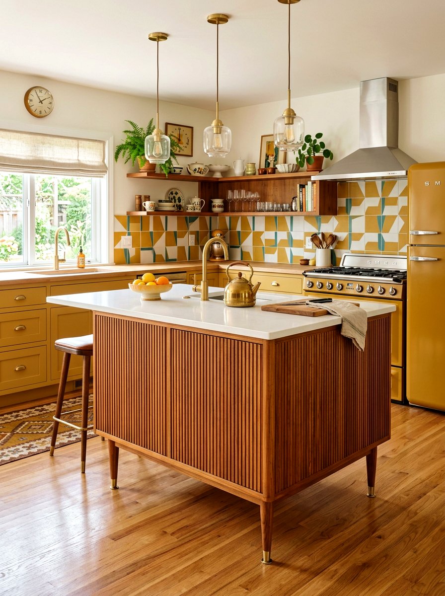 Mid Century Fluted Kitchen Island - 30 reeded wood kitchen island ideas