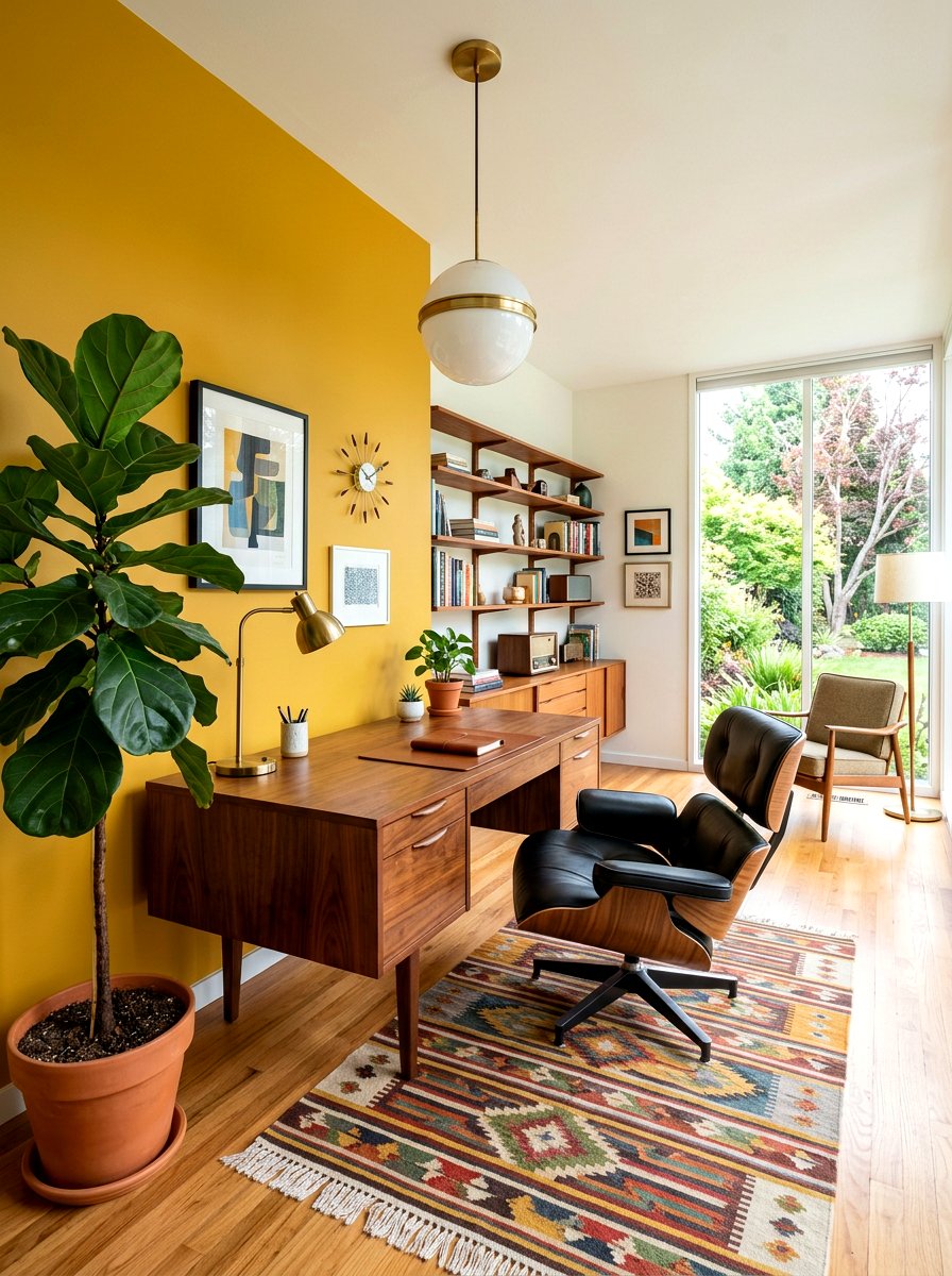 Mid Century Home Studio - 30 masculine home studio ideas