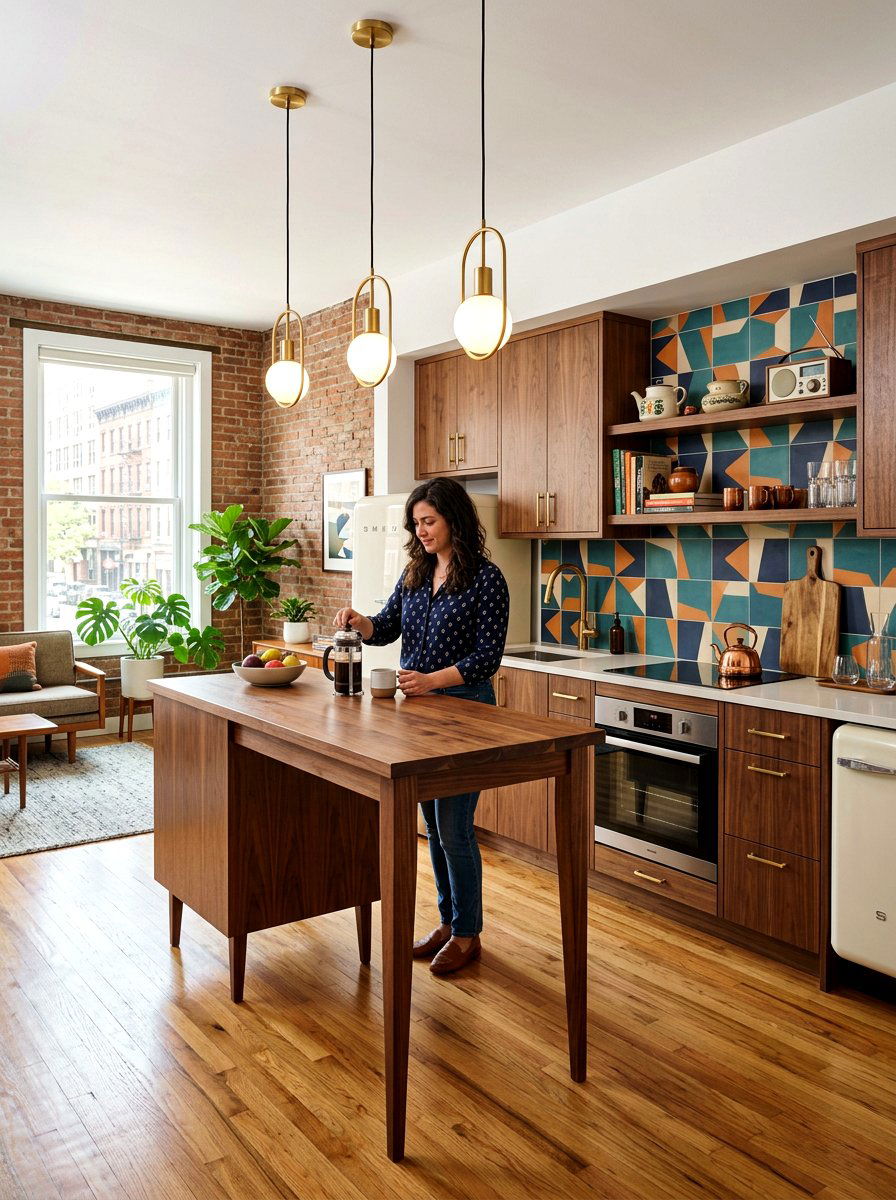 Mid Century Kitchenette - 30 studio kitchenette ideas