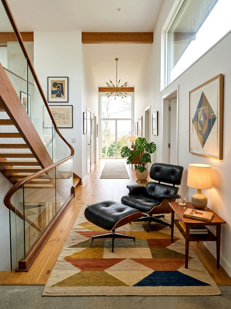 Mid Century Landing - 30 landing reading nook ideas