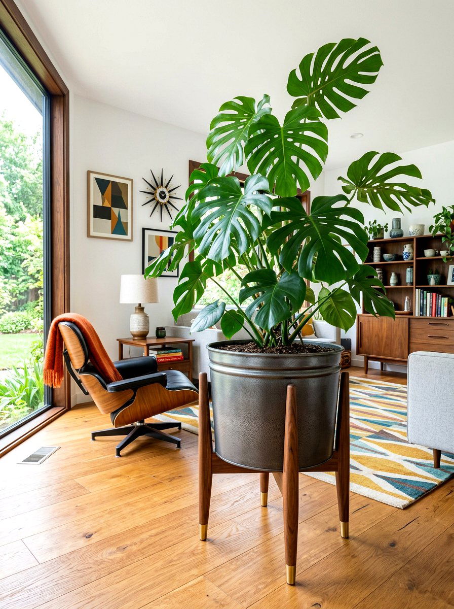 Mid Century Metal Planter With Stand - 30 metal planter ideas