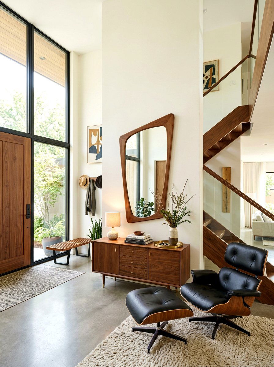 Mid Century Mirror - 30 foyer mirror wall ideas