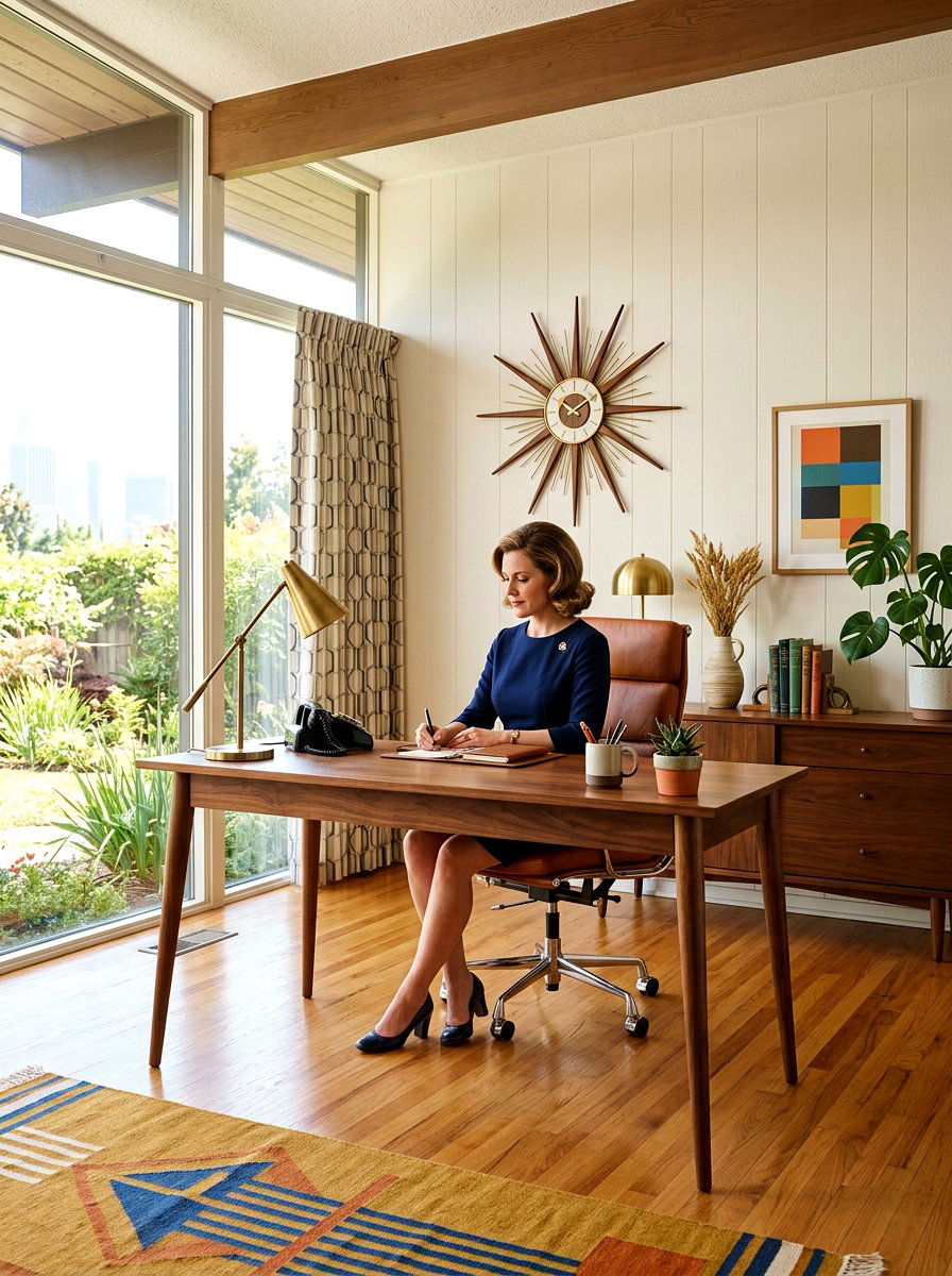 Mid Century Modern - 30 video call office ideas