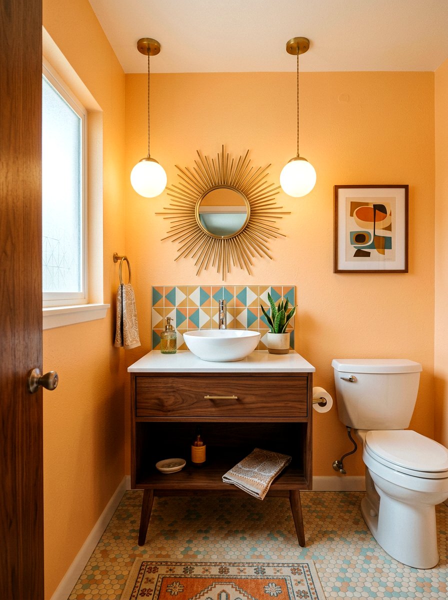Mid Century Modern Apricot Powder Room - 30 apricot powder room ideas