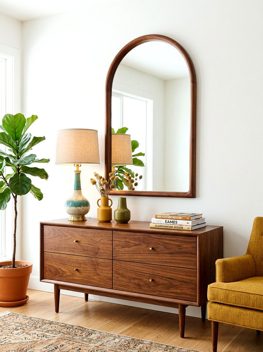 Mid Century Modern Arched Mirror - 30 arched foyer mirror ideas