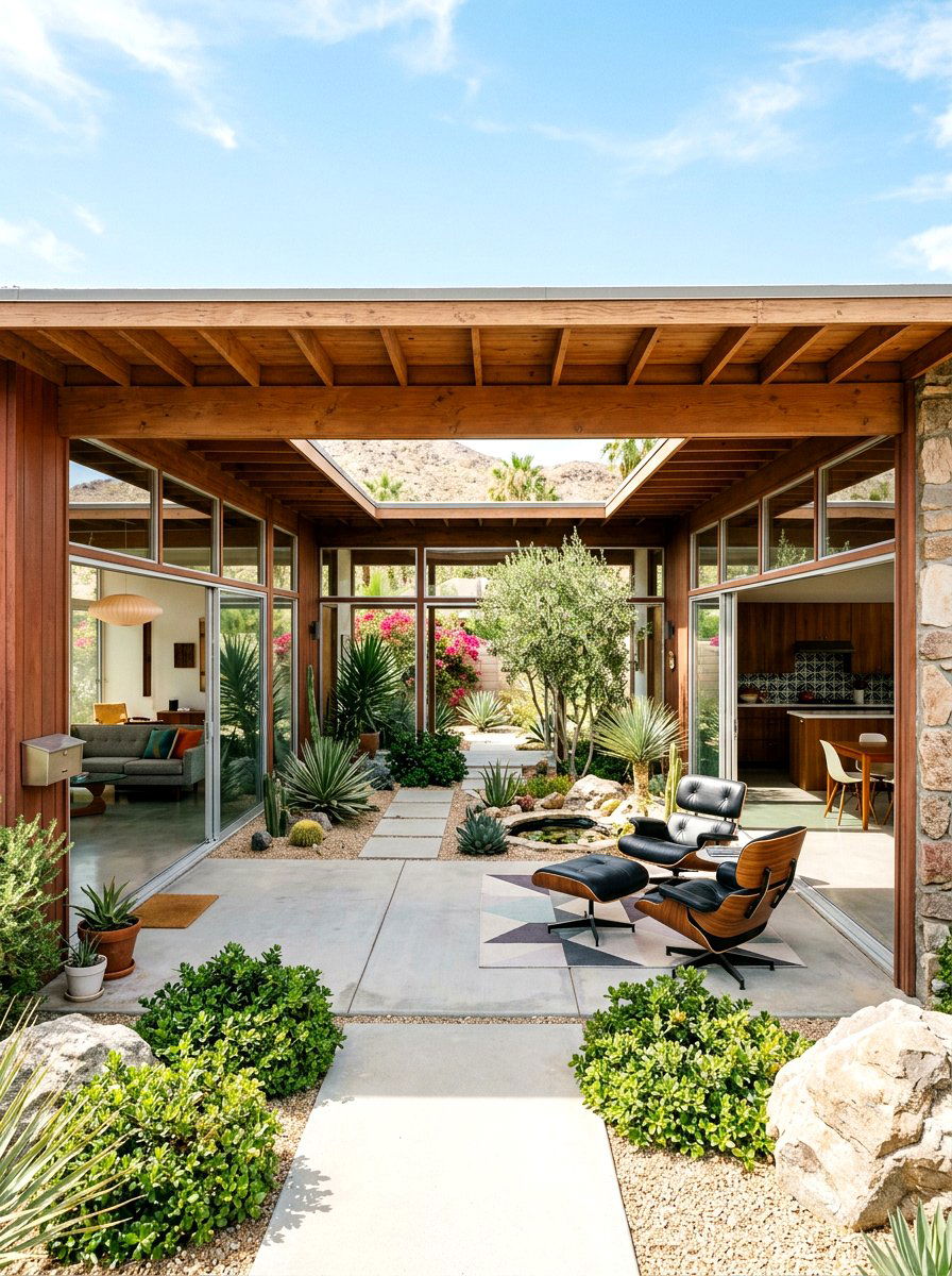 Mid Century Modern Atrium - 30 atrium house ideas