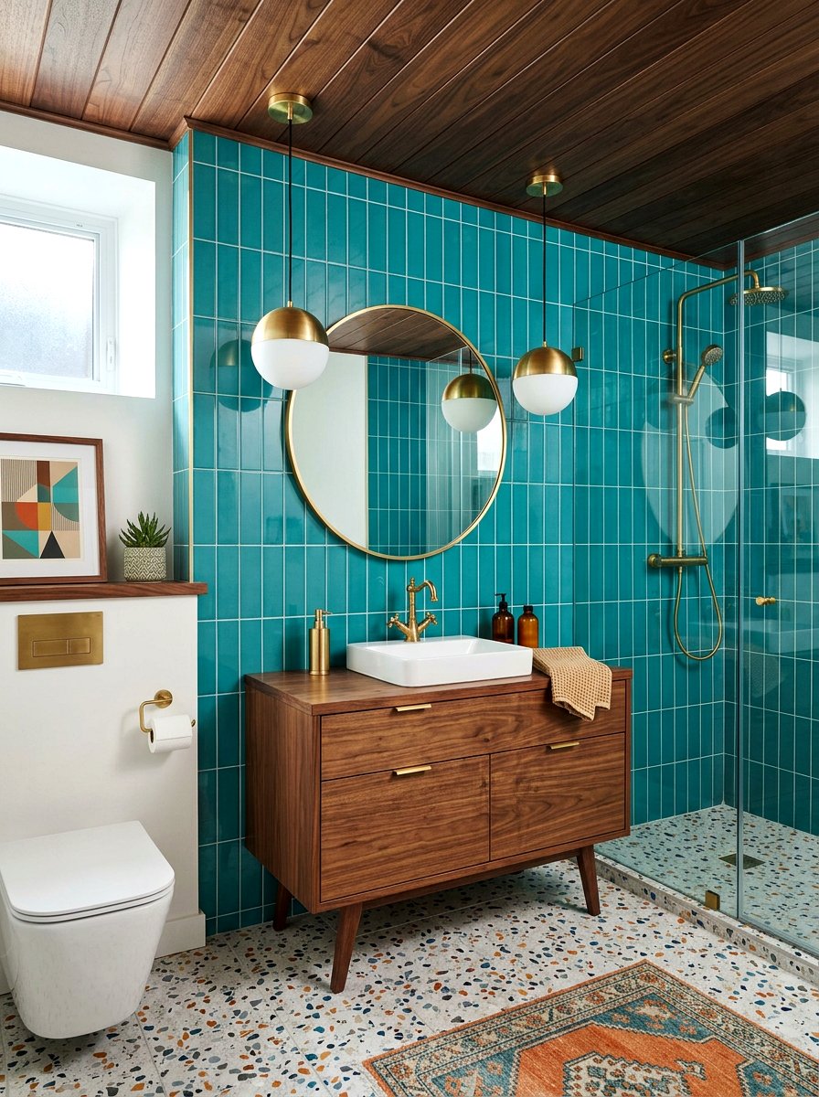 Mid Century Modern Basement Bathroom - 30 basement bathroom ideas