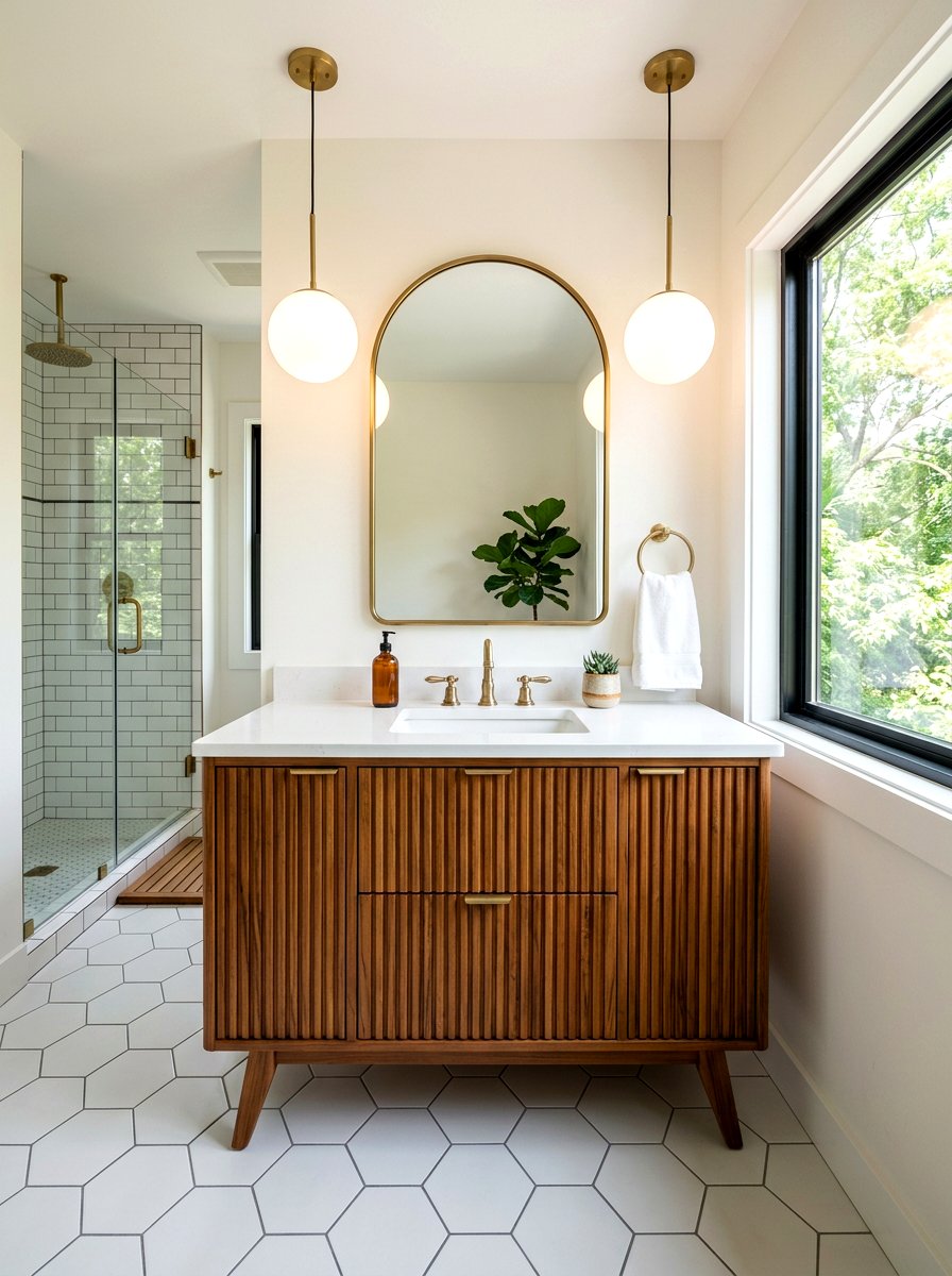Mid Century Modern Bathroom - 30 fluted vanity bathroom ideas