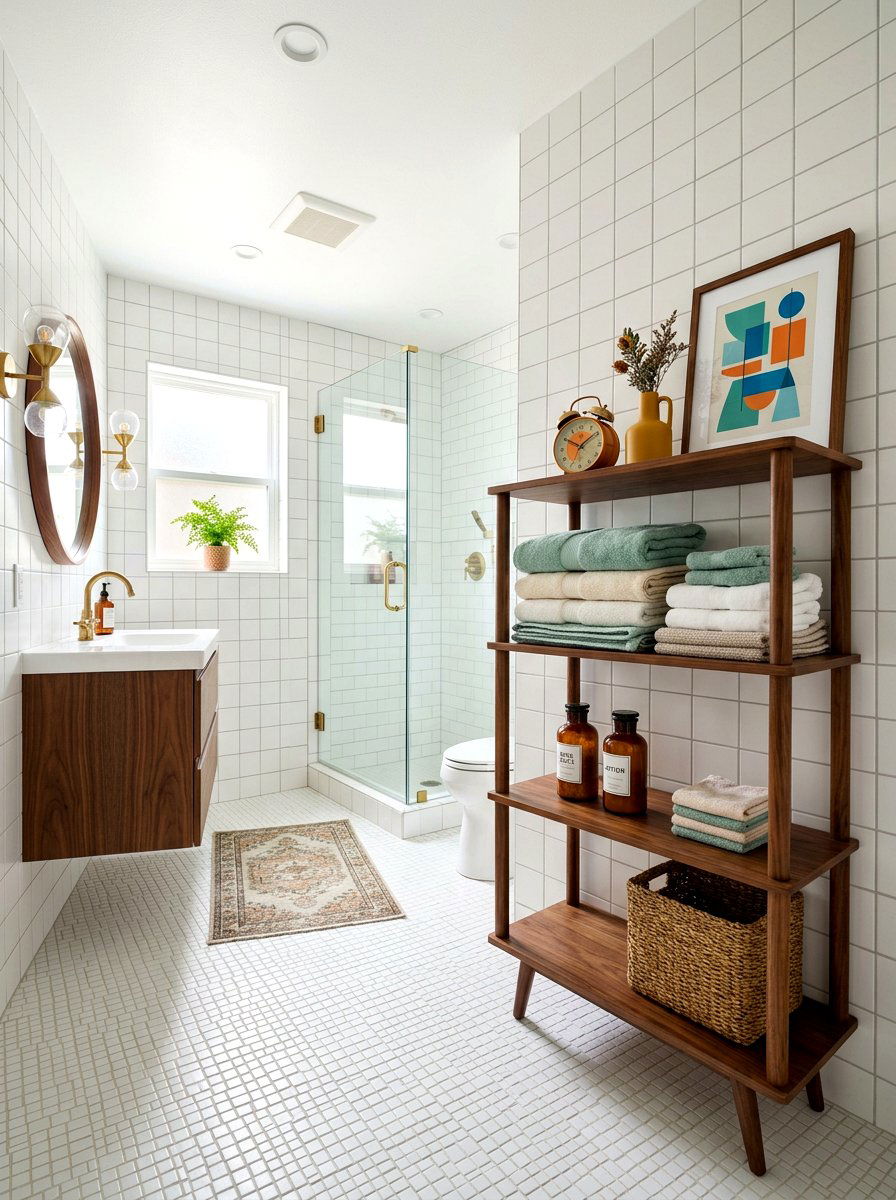 Mid Century Modern Bathroom Shelves - 30 bathroom linen shelf ideas