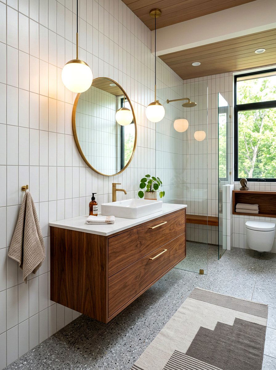 Mid Century Modern Bathroom With Walnut Vanity - 30 retro home decor ideas