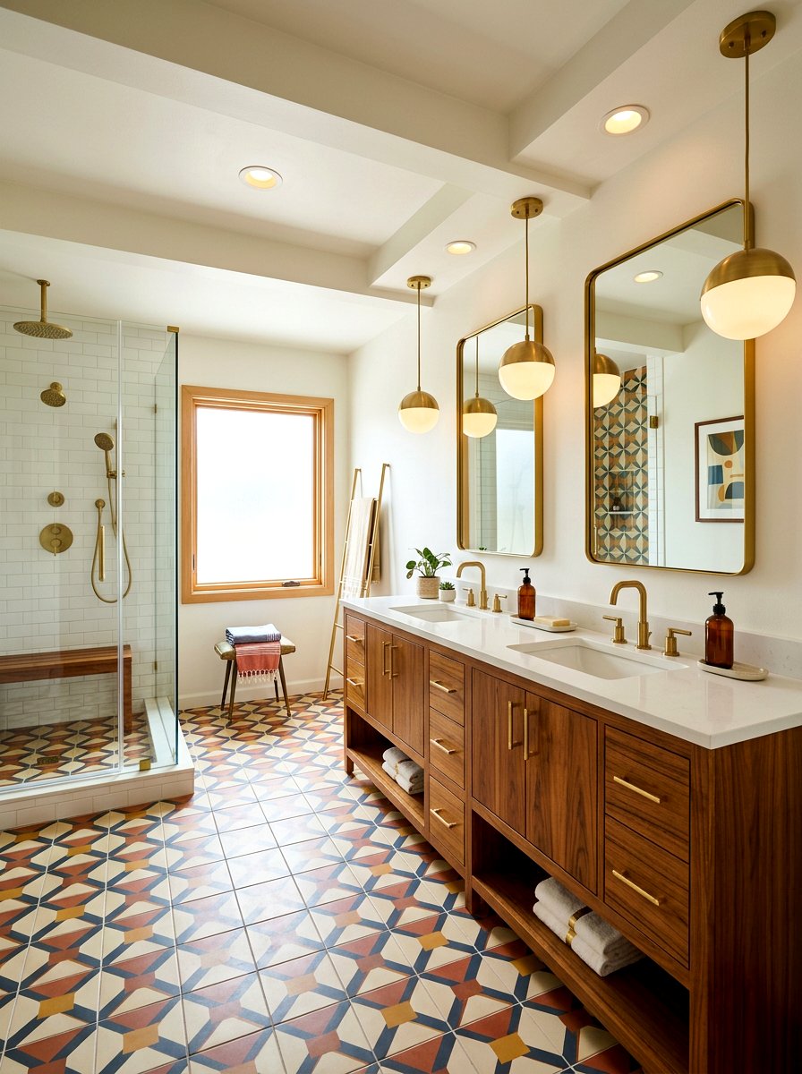 Mid Century Modern Bathroom - 30 double vanity ideas