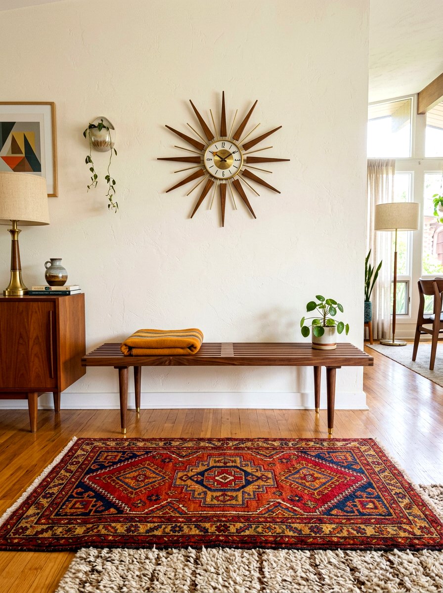 Mid Century Modern Bench - 30 foyer bench seating ideas