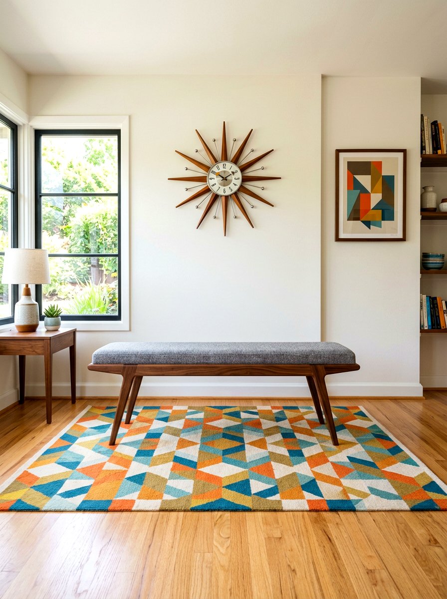 Mid Century Modern Bench - 30 front porch bench ideas