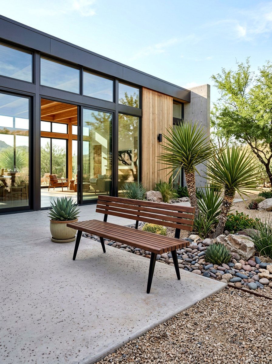 Mid Century Modern Bench - 30 front yard bench ideas
