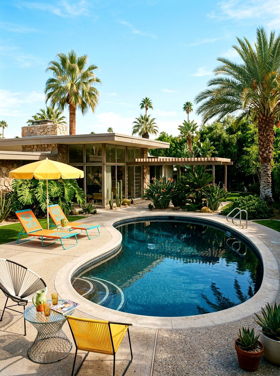 Mid Century Modern Black Bottom Pool - 30 black bottom pool backyard ideas