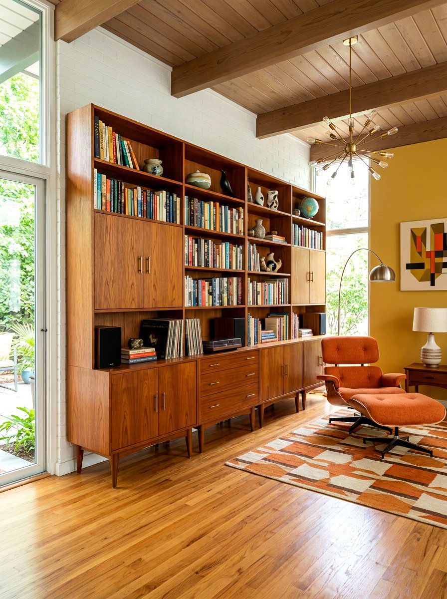 Mid Century Modern Bookcase - 30 home library wall ideas