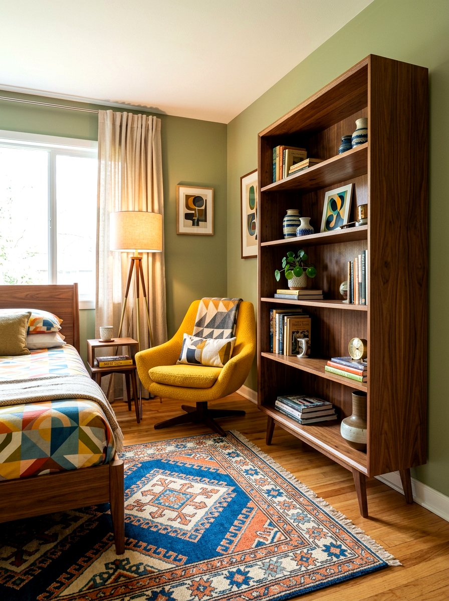 Mid Century Modern Bookcase - 30 book trove bedroom ideas