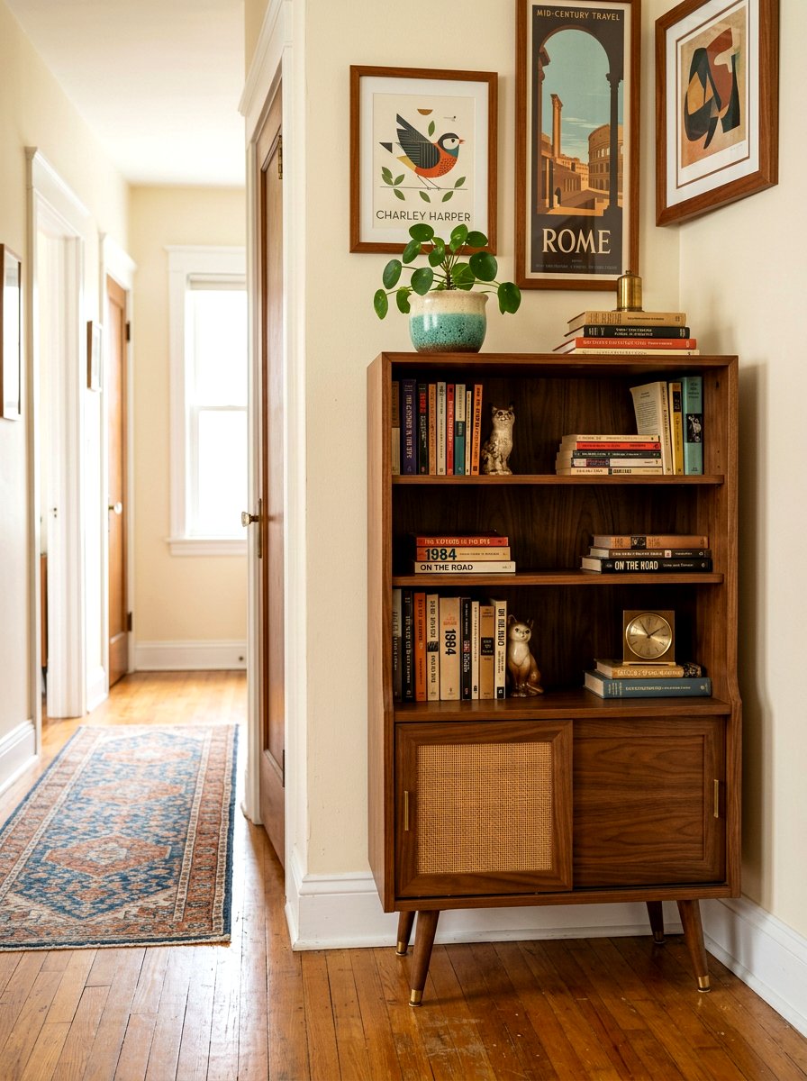Mid Century Modern Bookcase - 30 hallway bookshelf ideas