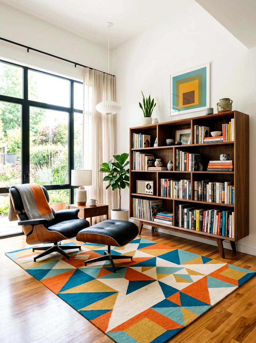 Mid Century Modern Bookshelf - 30 library style living room ideas