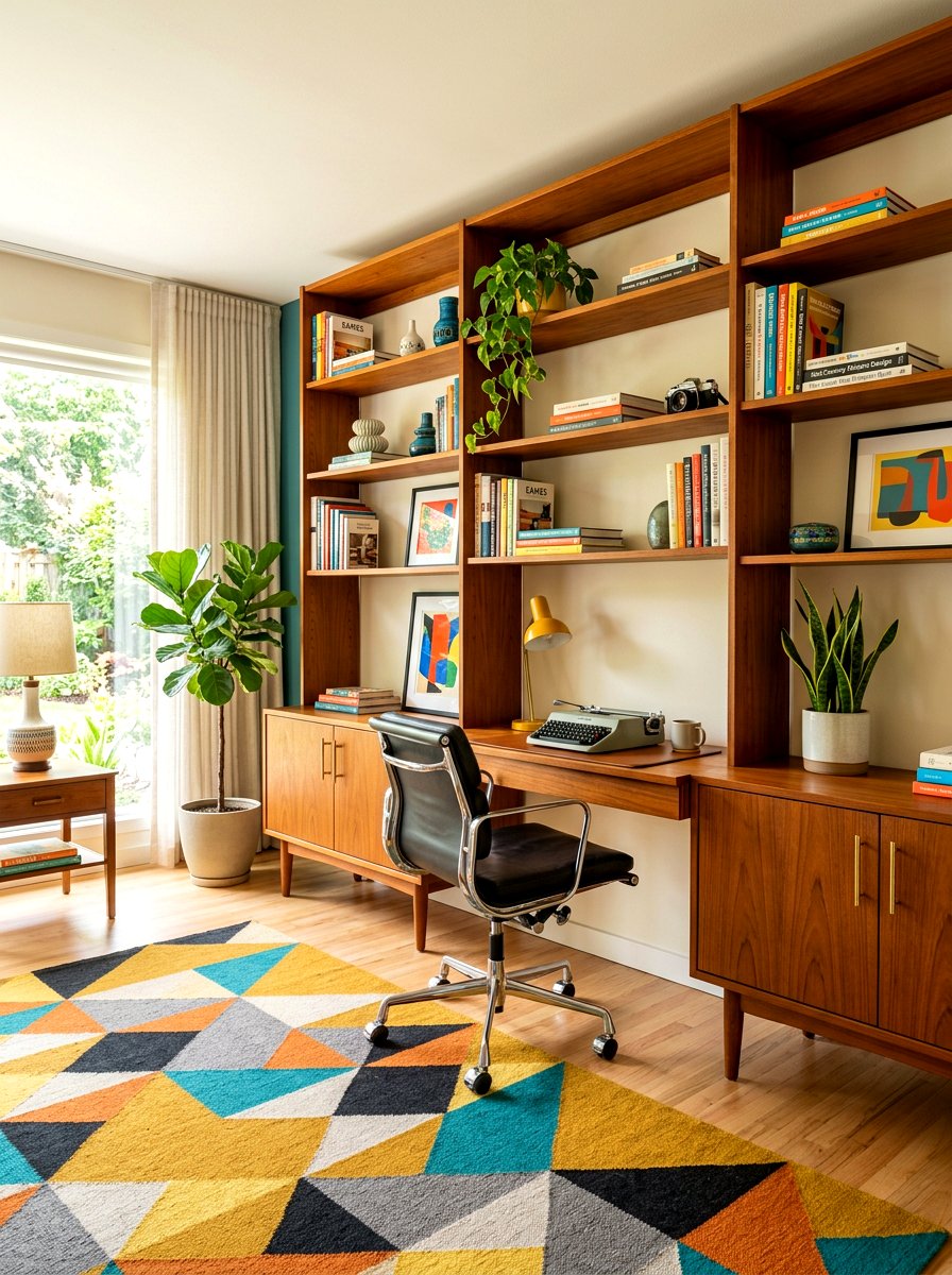 Mid Century Modern Bookshelf Wall Office - 30 bookshelf wall office ideas