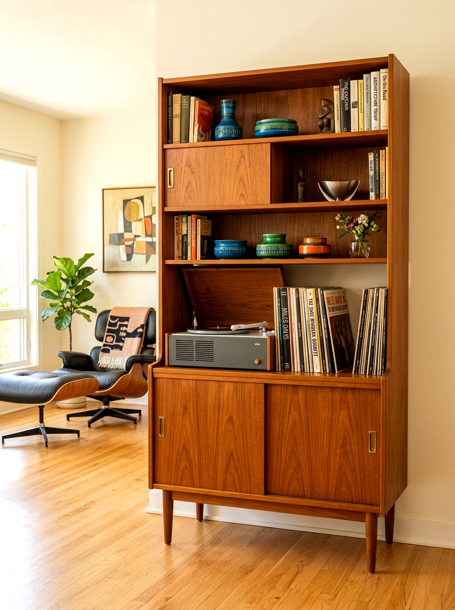 Mid Century Modern Bookshelf - 30 bookshelf wall ideas
