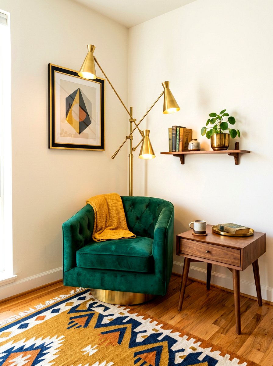 Mid Century Modern Brass Lamp - 30 reading lamp corner ideas