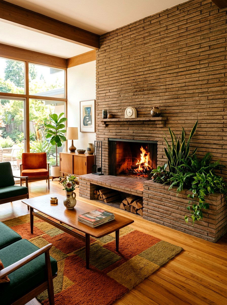 Mid Century Modern Brick Fireplace - 30 brick fireplace ideas