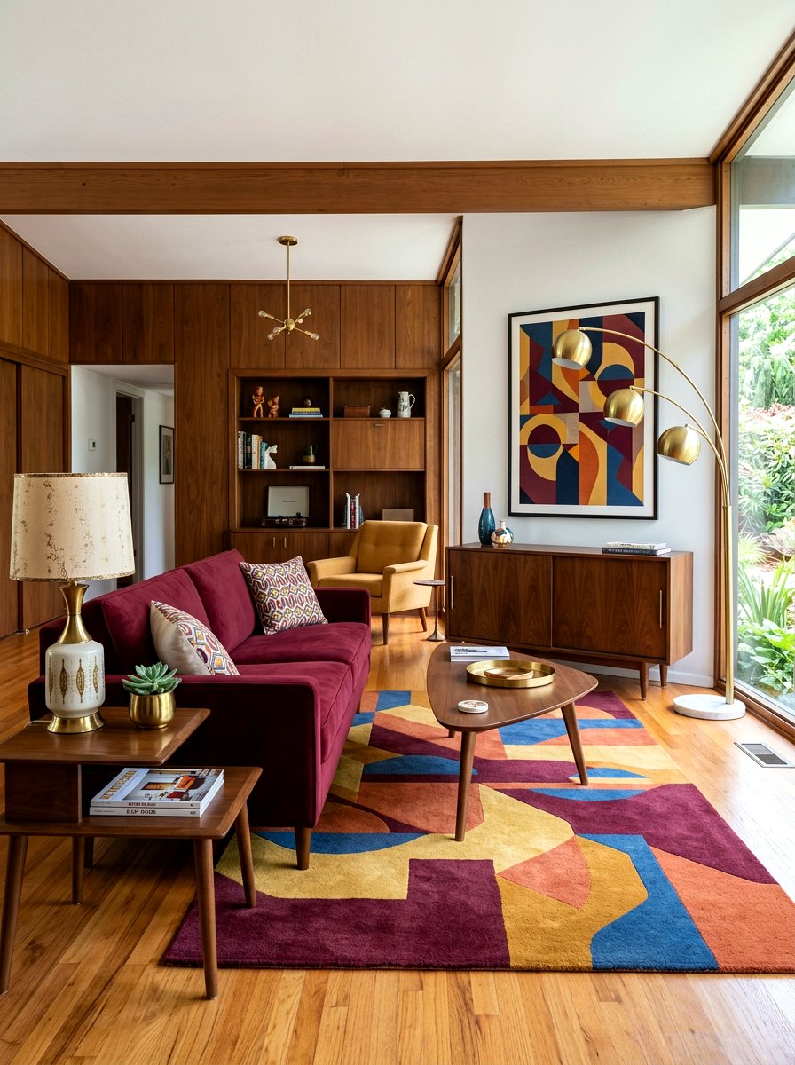 Mid Century Modern Burgundy - 30 burgundy living room ideas