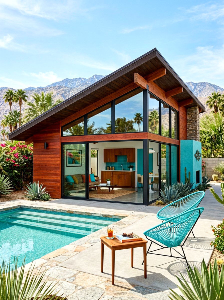 Mid Century Modern Cabana - 30 pool cabana patio ideas