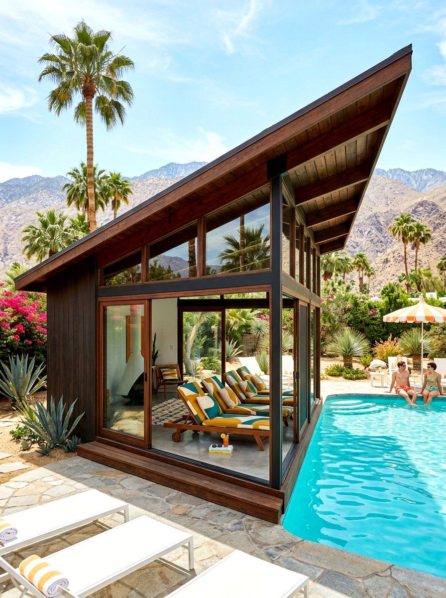 Mid Century Modern Cabana - 30 cabana lounge ideas