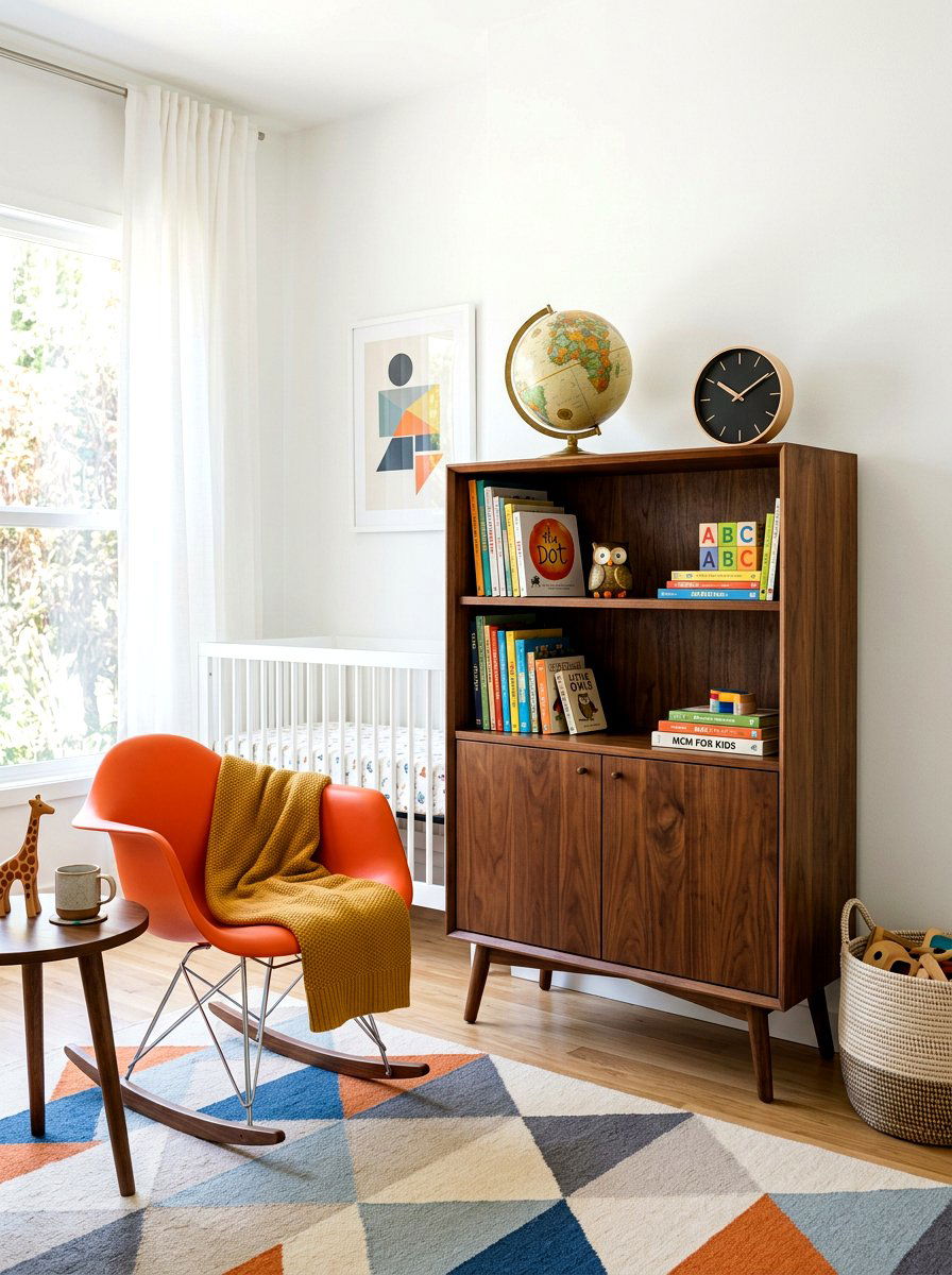 Mid Century Modern Cabinet - 30 nursery bookshelf ideas