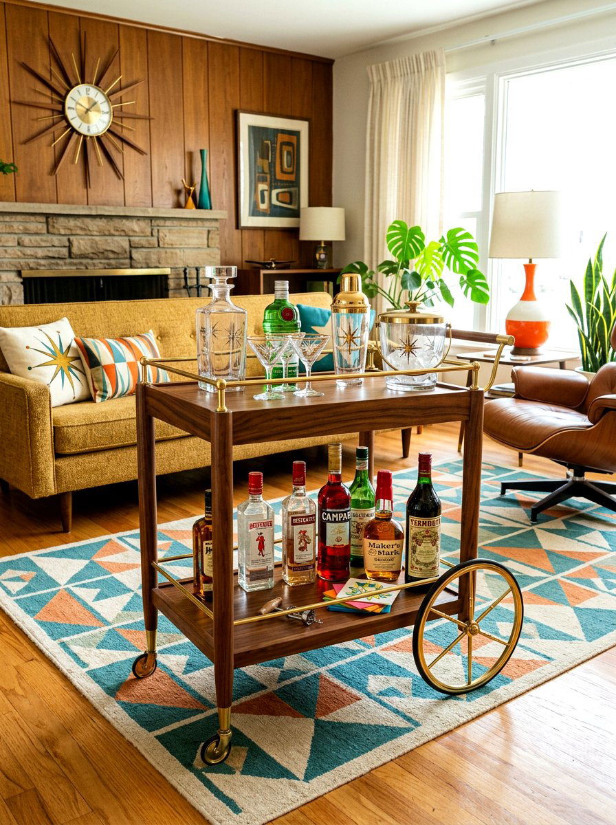 Mid Century Modern Cart - 30 champagne cart decor ideas
