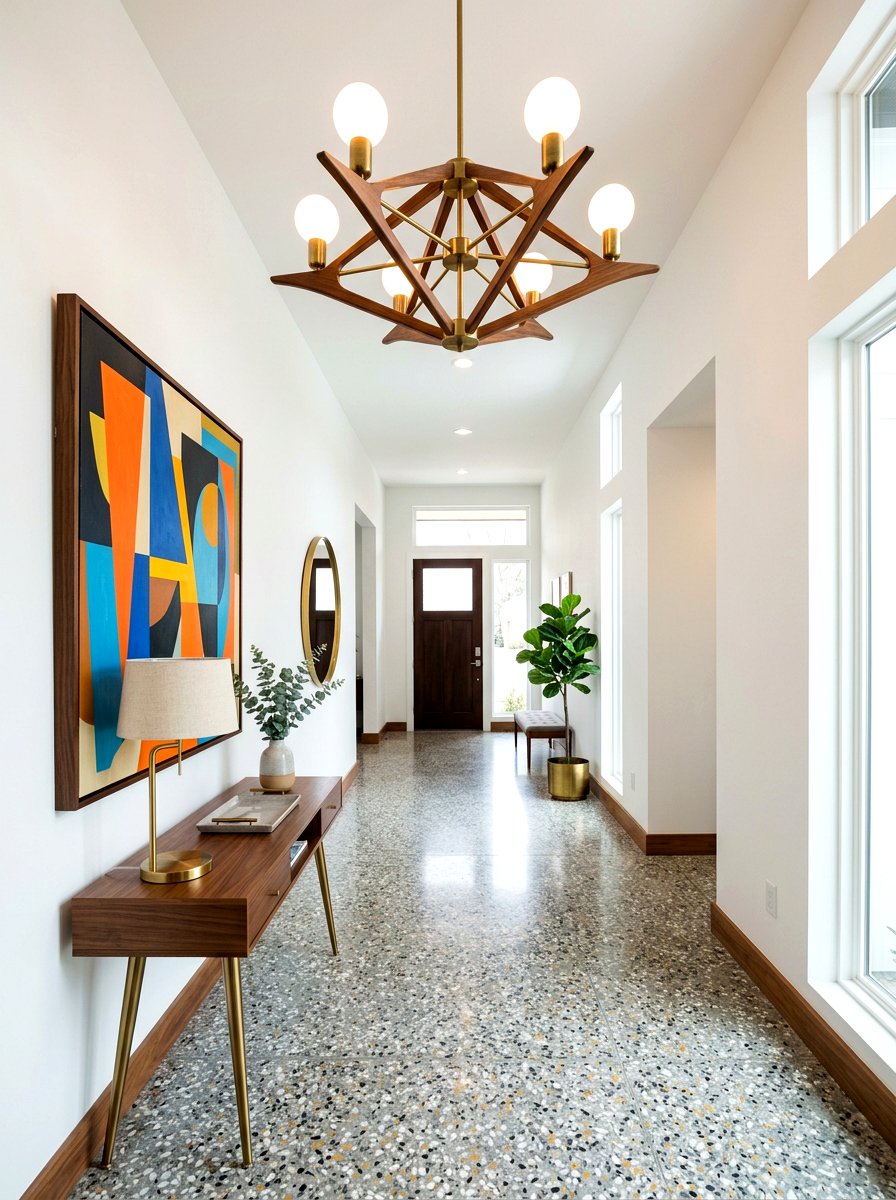 Mid Century Modern Chandelier - 30 long foyer lighting ideas