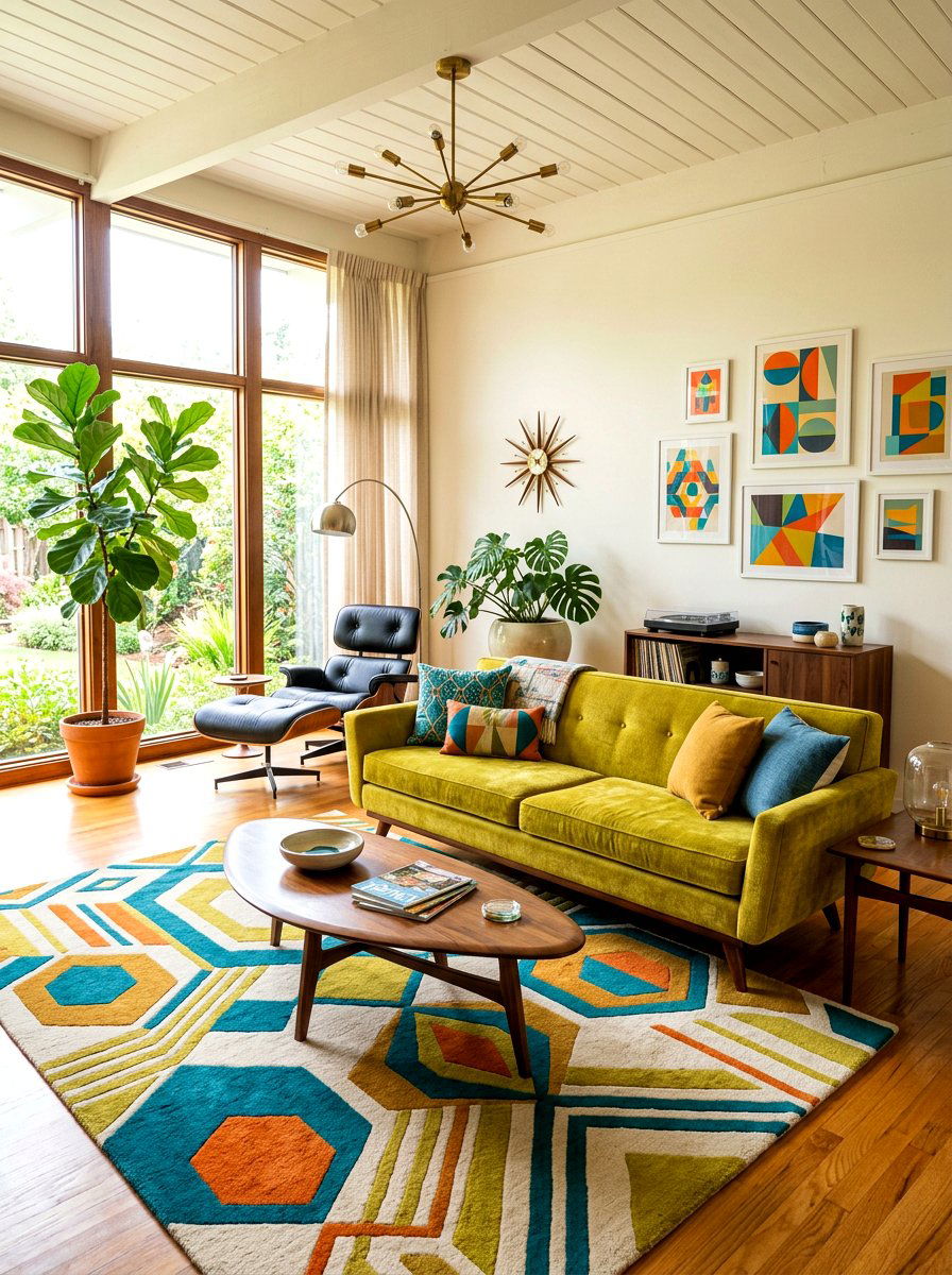 Mid Century Modern Chartreuse Living Room - 30 chartreuse room ideas