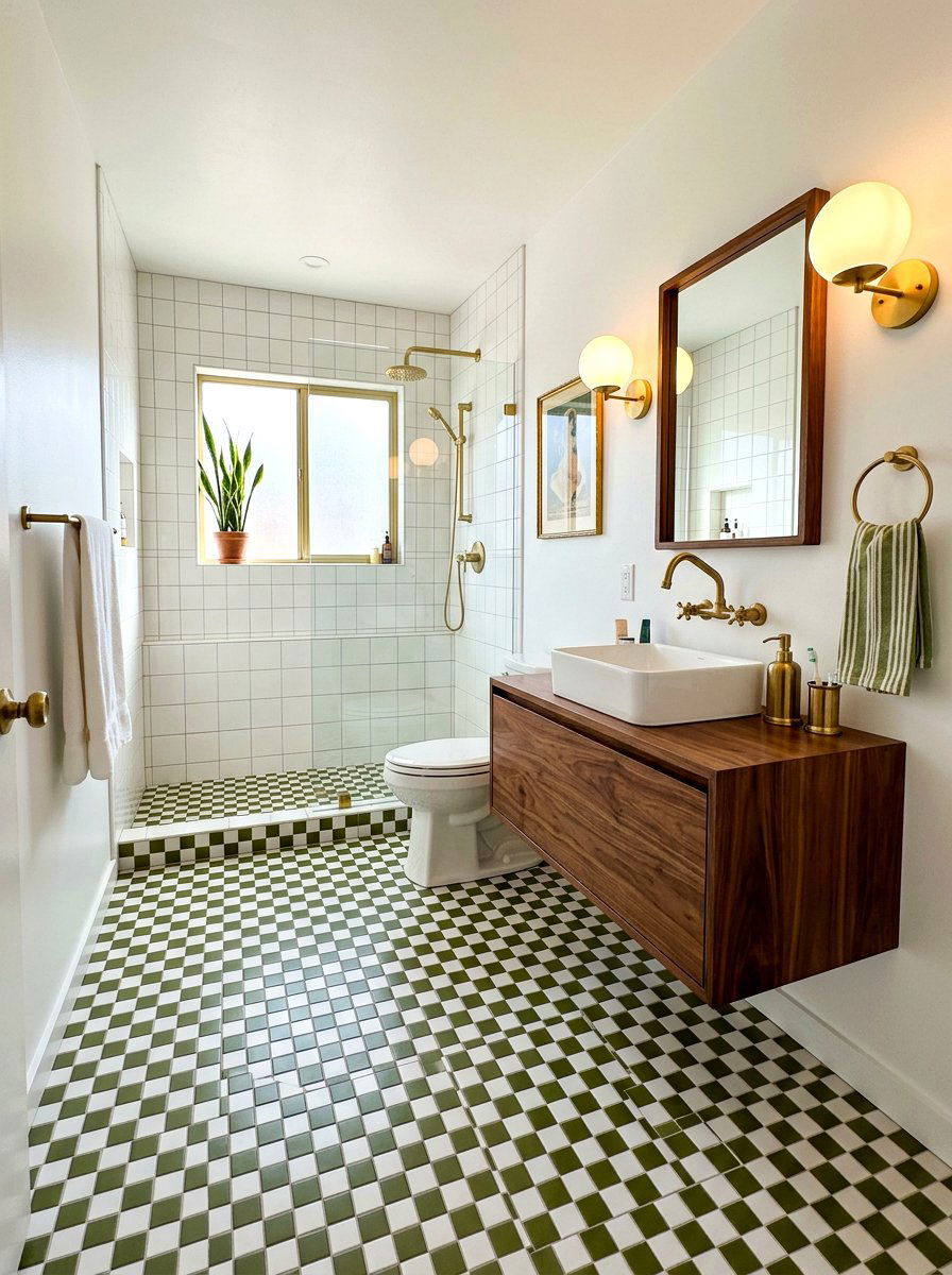 Mid Century Modern Checkerboard Bathroom - 30 checkerboard bathroom floor ideas