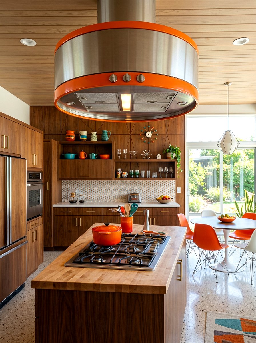 Mid Century Modern Circular Hood - 30 rounded kitchen hood ideas