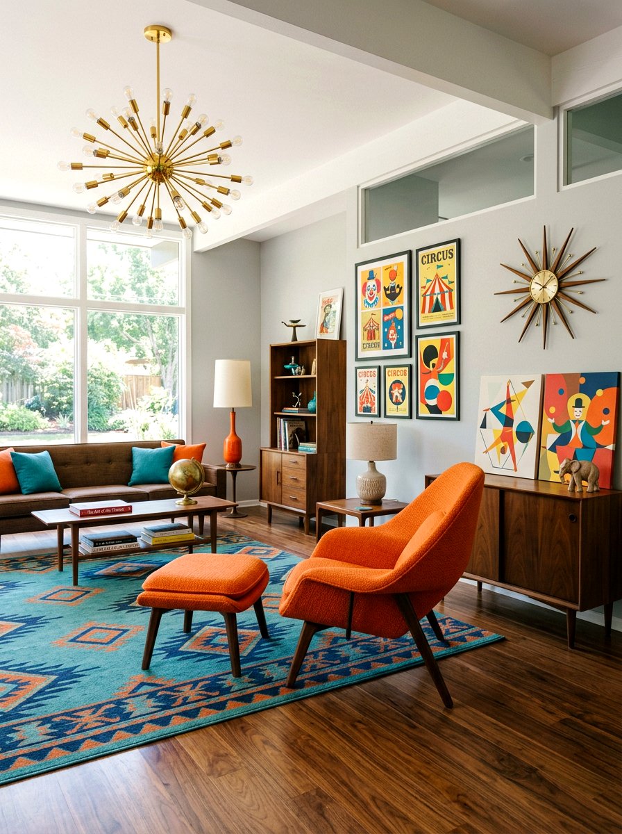 Mid Century Modern Circus Living Room - 30 circus inspired living room ideas