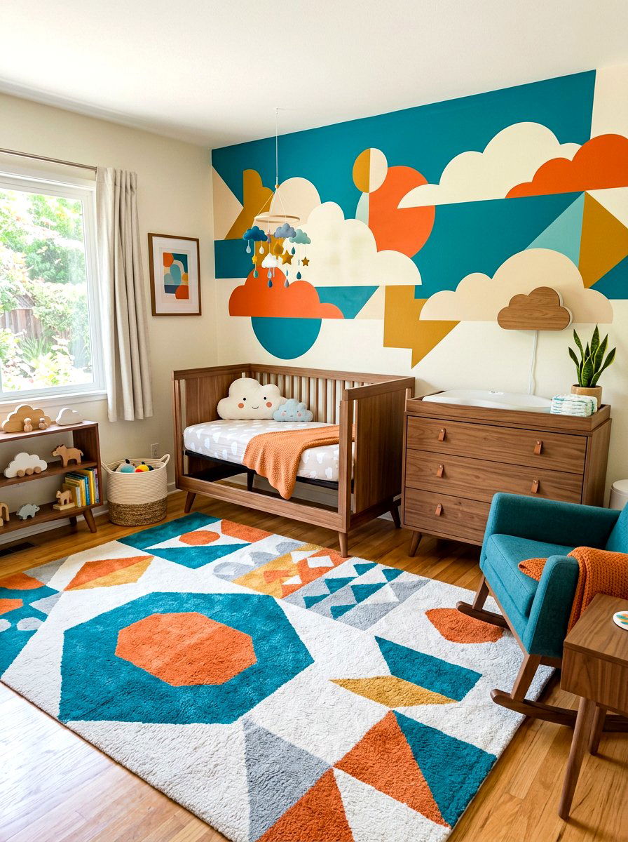 Mid Century Modern Cloud Nursery - 30 cloud nursery ideas